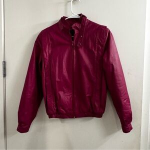 Gorgeous Vintage Berry Leather Jacket